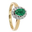 18ct Yellow Gold Emerald and Diamond Cluster Ring