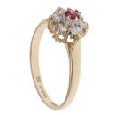 9ct Yellow 0.05ct Ruby and Cubic Zirconia Cluster Ring