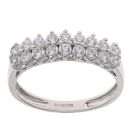 14ct White Gold Cubic Zirconia Two Row Ring