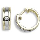 18ct Yellow and White Gold 0.06ct Diamond Huggie Earrings
