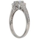 Platinum 0.70ct Cushion, Brilliant And Baguette Cut Diamond Cluster Ring