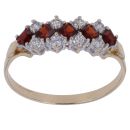 9ct Yellow Gold Garnet and Cubic Zirconia Fancy Ring