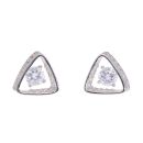 Silver Cubic Zirconia Triangle Stud Earrings by Icesia