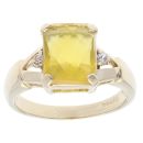 9ct Yellow Gold 0.02ct Diamond And Citrine Ring
