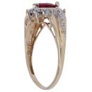 9ct Yellow Gold 0.03ct Diamond and Created Ruby Heart Cluster Ring