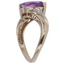 9ct Yellow Gold Amethyst and Cubic Zirconia Ring
