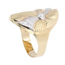 14ct Yellow And White Gold Oval Patterned Ring