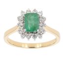 18ct Yellow Gold Diamond and Emerald Cluster Ring by Anya Belle