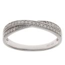 9ct White Gold 0.20ct Brilliant Cut Diamond Crossover Ring