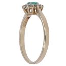 9ct Yellow Gold 0.10ct Diamond and Emerald Cluster Ring