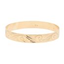 9ct Yellow Gold Patterned Swirl Bangle