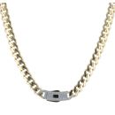 14ct Yellow Gold Monaco Classic Plain Pave Lock Curb Chain 18"