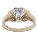 9ct Yellow Gold Cubic Zirconia Heart Solitaire Ring