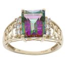 9ct Yellow Gold Mystic Topaz and Cubic Zirconia Ring