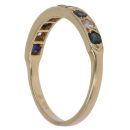 18ct Yellow Gold 0.15ct Brilliant Cut Diamond and Sapphire Half Eternity Ring