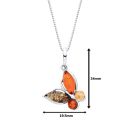 Sterling Silver Baltic Amber Butterfly Pendant Necklace