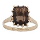 9ct Yellow Gold Smoky Quartz Single Stone Ring
