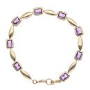9ct Yellow Gold Amethyst Bracelet 7"