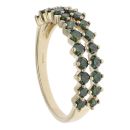 9ct Yellow Gold 0.75ct Brilliant Cut Green Diamond Two Row Fancy Ring