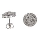 9ct White Gold 1.20ct Brilliant And Baguette Cut Diamond Cluster Earrings