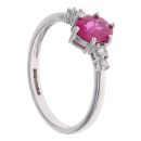 9ct White Gold 0.09ct Diamond and Ruby Ring