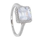 Silver Cubic Zirconia Square Cluster Ring by Icesia