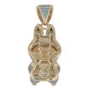 14ct Yellow Gold Blue Gemstone Bunny Pendant