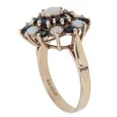 9ct Yellow Gold Sapphire And Opal Cluster Ring