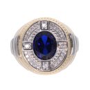 14ct Yellow And White Gold Gents Stone Set Signet Ring