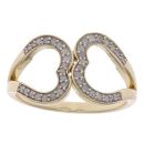 9ct Yellow Gold 0.30ct Brilliant Cut Diamond Hearts Fancy Ring