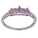 9ct White Gold 0.05ct Diamond and Pink Sapphire Three Stone Ring