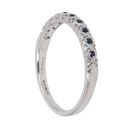 18ct White Gold 0.10ct Brilliant Cut Diamond and Sapphire Three Row Ring