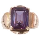 14ct Yellow Gold Created Sapphire Solitaire Ring