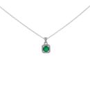 Silver Cubic Zirconia And Green Gemstone Square Pendant And 18" Chain by Icesia