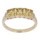 9ct Yellow Gold 0.02ct Diamond and Citrine Five Stone Ring
