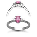 18ct White Gold D 0.08ct Pink Sapphire 0.56ct 3 Stone Ring