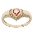 9ct Yellow Gold Orange and Pink Gemstone Fancy Ring