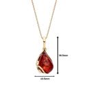 18ct Yellow ﻿Gold on Sterling Silver Baltic Amber Floral Teardrop Pendant Necklace