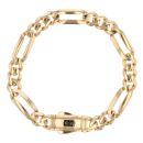 14ct Yellow Gold Monaco Classic Plain Lock Figaro Bracelet 7.5"