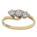 18ct Yellow Gold 0.45ct Brilliant Cut Diamond Trilogy Ring