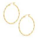 9ct Yellow Gold 3cm Diameter Twist Hoop Earrings