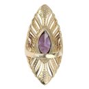14ct Yellow Gold Cubic Zirconia Purple Gemstone Ring