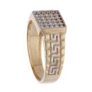 Children's 14ct Yellow And White Gold Cubic Zirconia Greek Key Ring