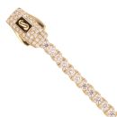 14ct Yellow Gold Monaco Agua Pave Lock Curb Bracelet 7.5"