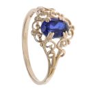 14ct Yellow Gold Created Sapphire Single Stone Ring