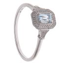 9ct White Gold 0.10ct Brilliant Cut Diamond and Aquamarine Cluster Ring