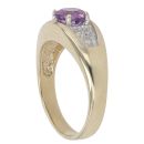 9ct Yellow Gold 0.06ct Diamond And Created Amethyst Ring