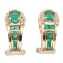 14ct Yellow Gold 0.07ct Diamond and Emerald Cluster Earrings