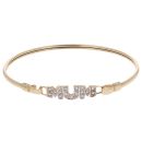 9ct Yellow Gold Cubic Zirconia Mum Hinged Bangle