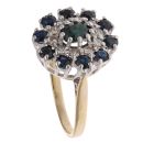 18ct Yellow Gold 0.25ct Brilliant Cut Diamond and Sapphire Cluster Ring